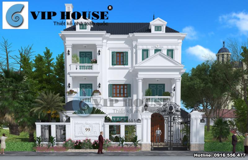 Thiết kế biệt thự kiểu Pháp 3 tầng đẹp tại Ninh Bình